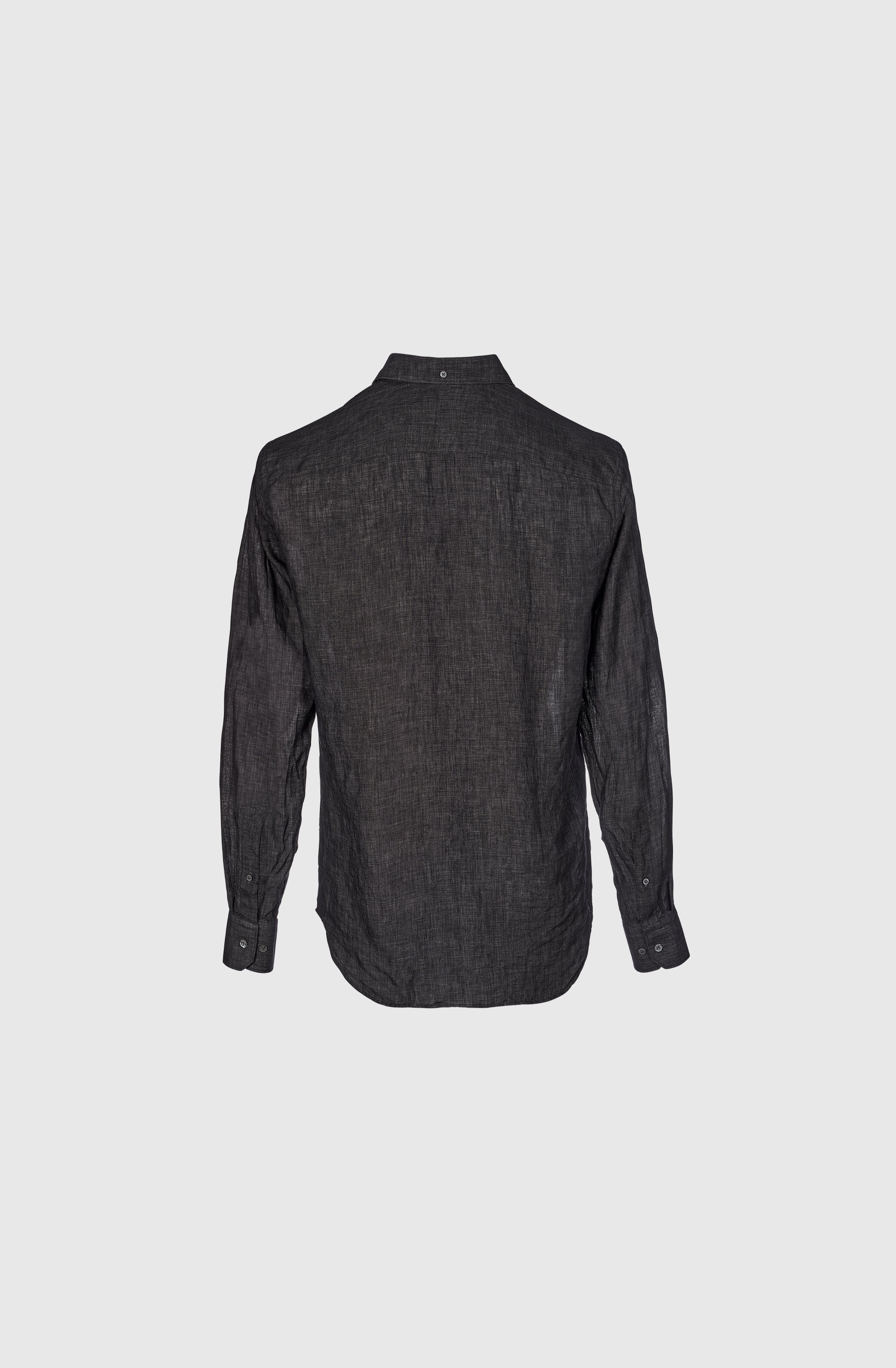 Mr Naples Linen Shirt LS Charcoal