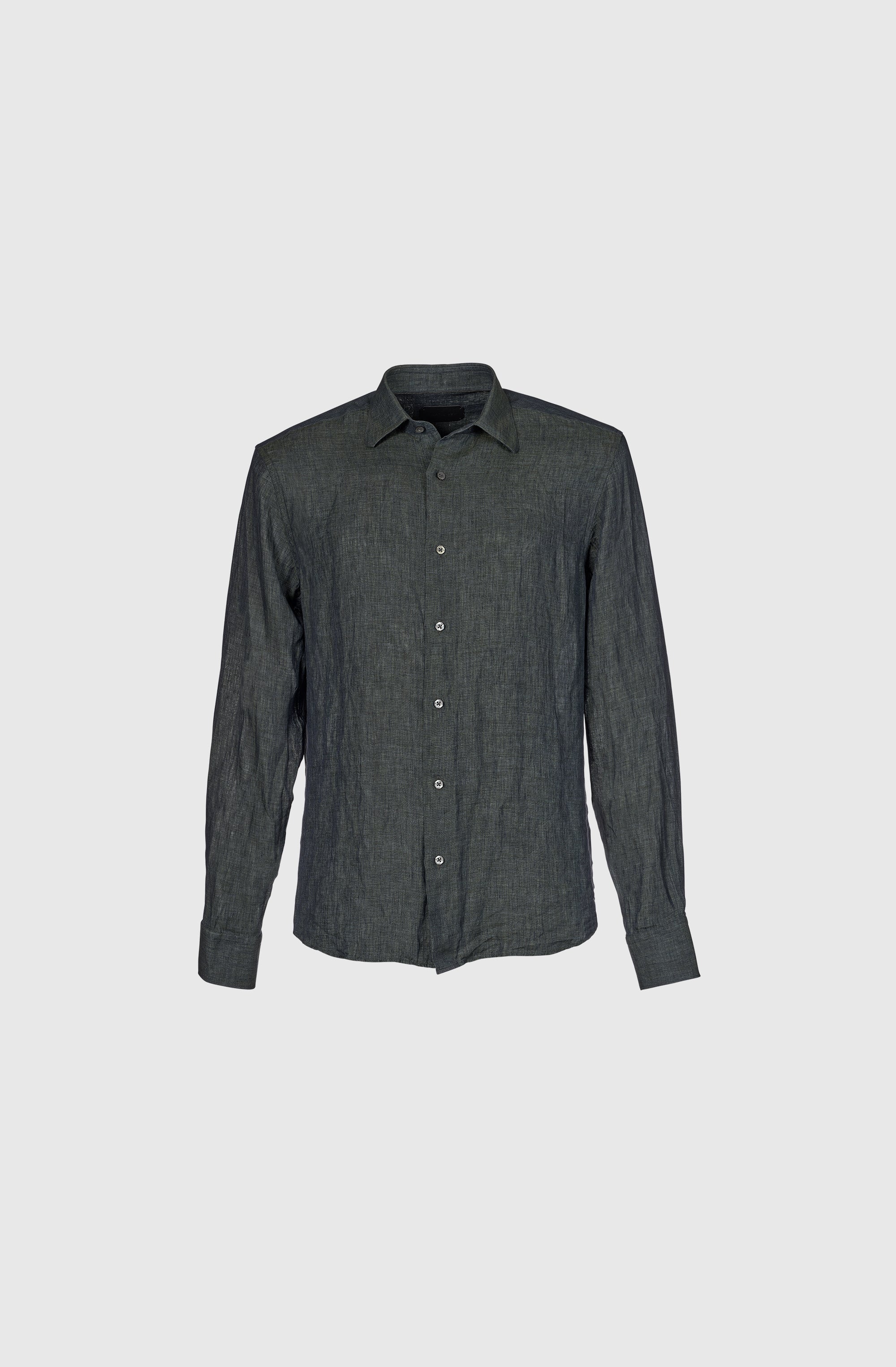 Mr Naples Linen Shirt LS Green