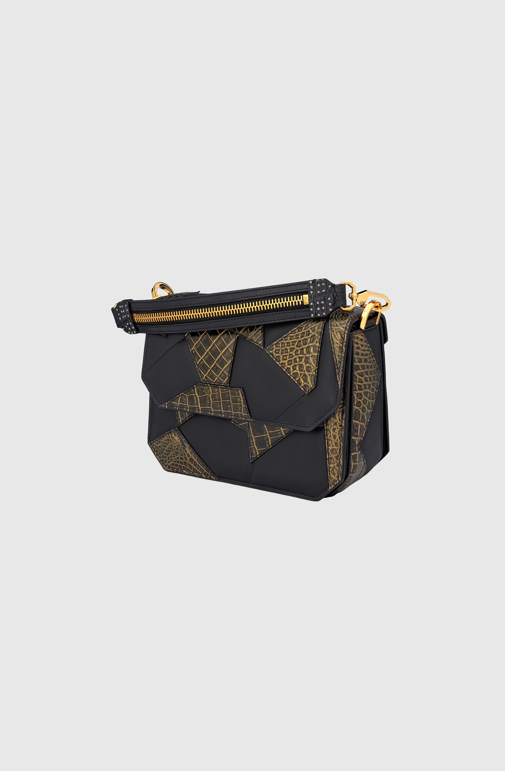 Ms Paris 8x8 Bag Crocodile - Black/Gold