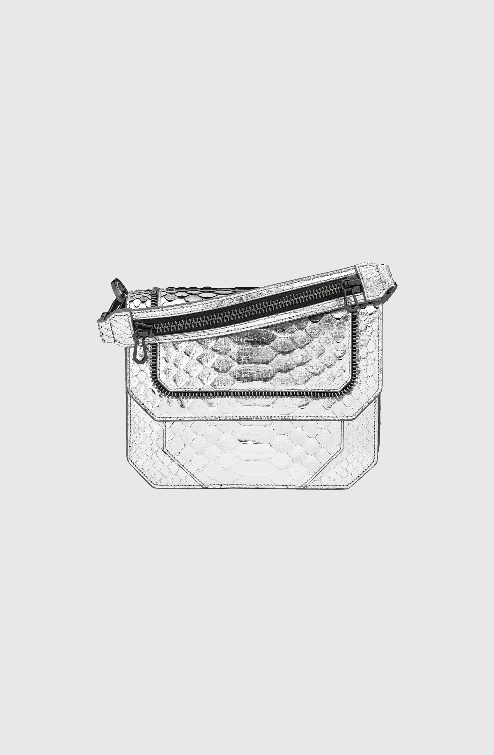 Ms Paris Bag Python Shiny Silver/Gun Metal