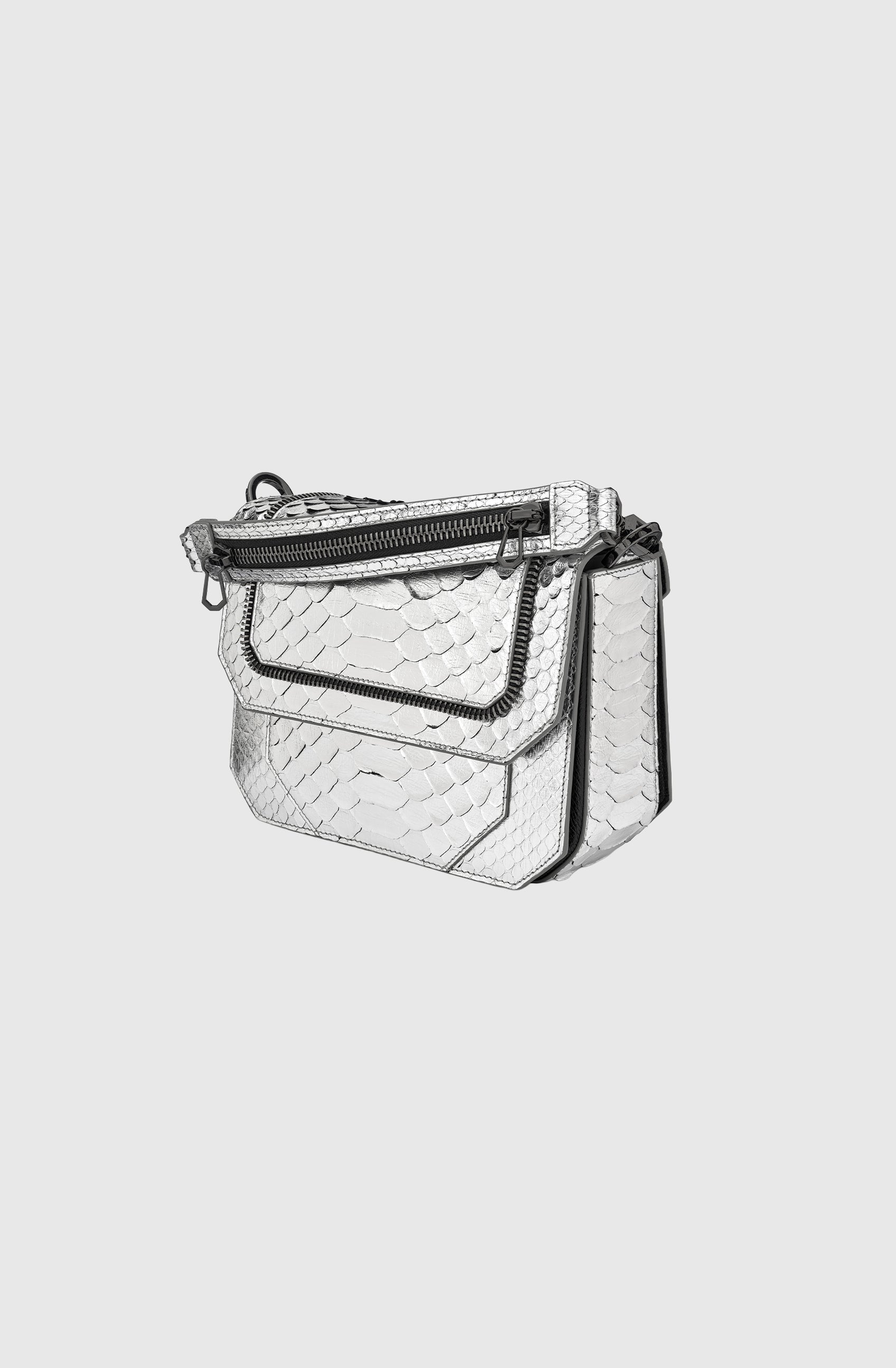 Ms Paris Bag Python Shiny Silver/Gun Metal