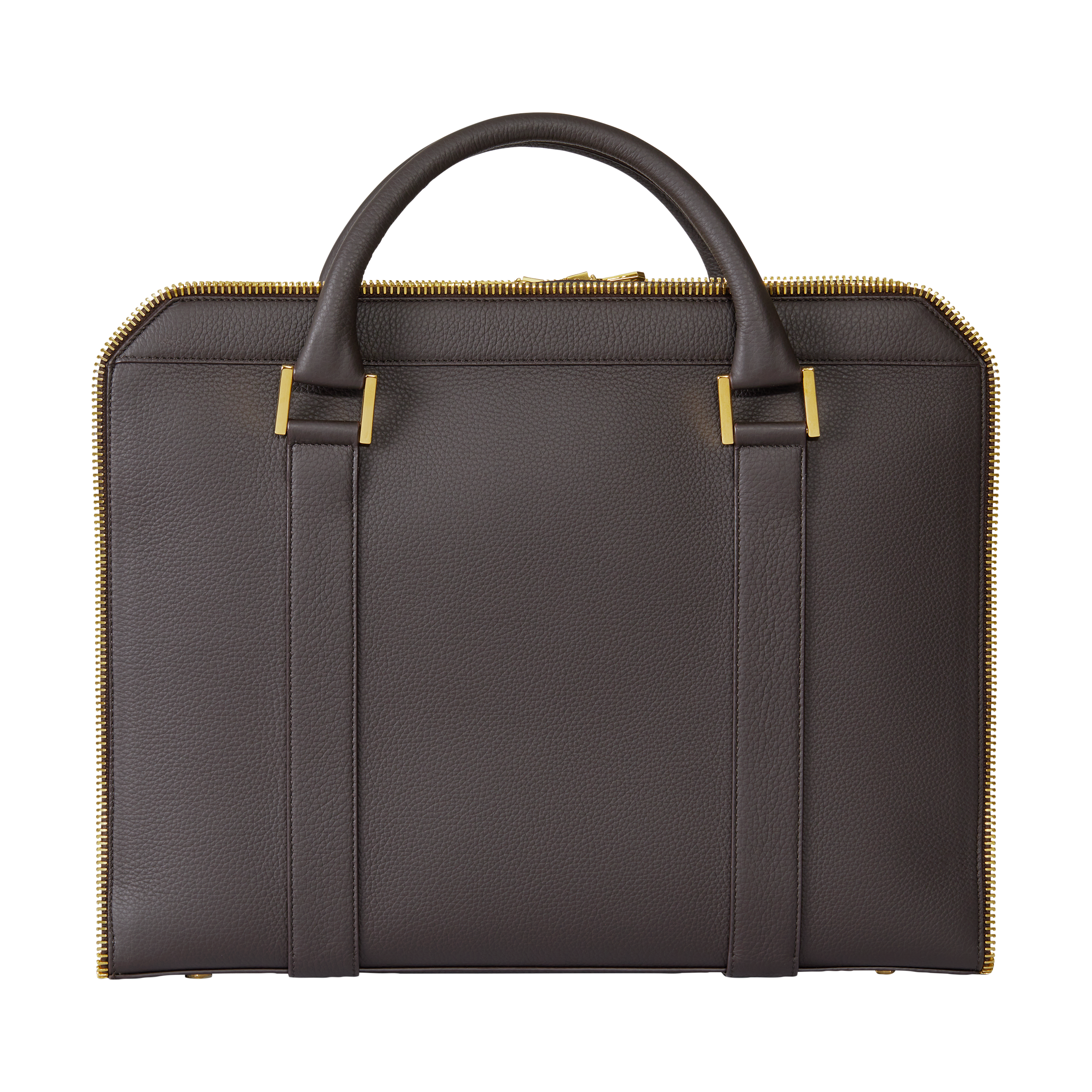 Leather briefcase calf Brown gold