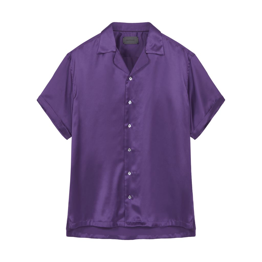 Marbella Silk Shirt SS - Purple | MartinKey.com