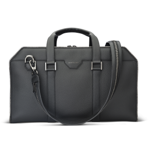 Leather weekend bag calf black silver