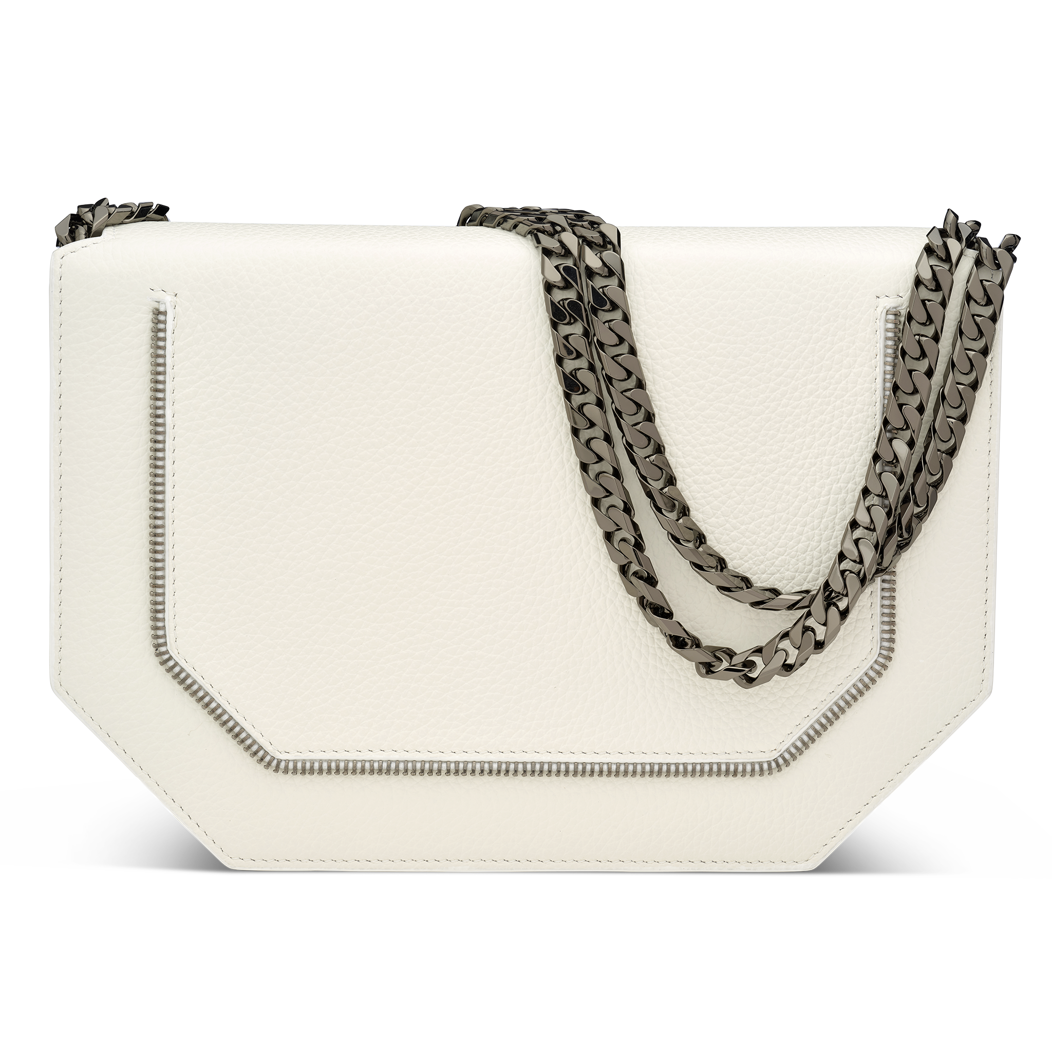 Envelopve clutch calf white gun metal