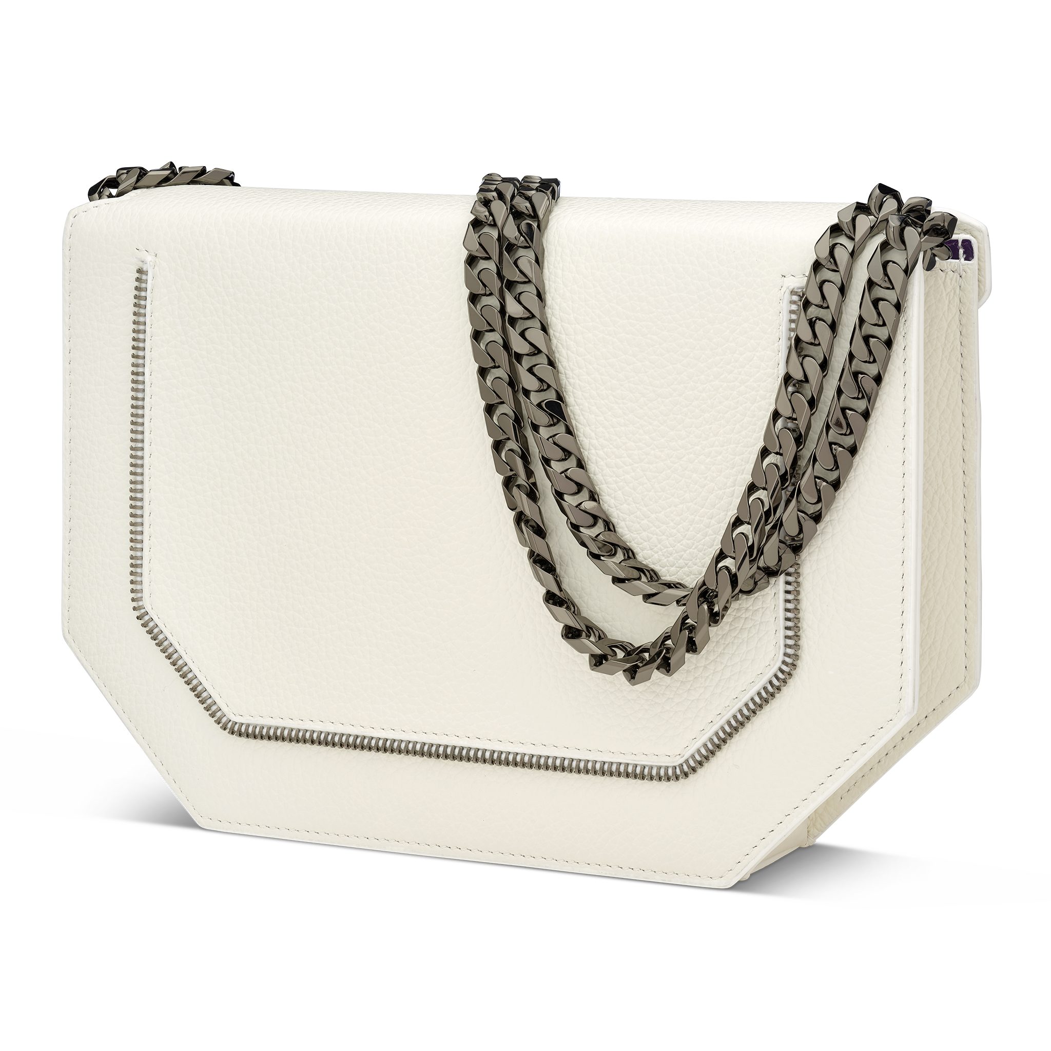 Envelopve clutch calf white gun metal