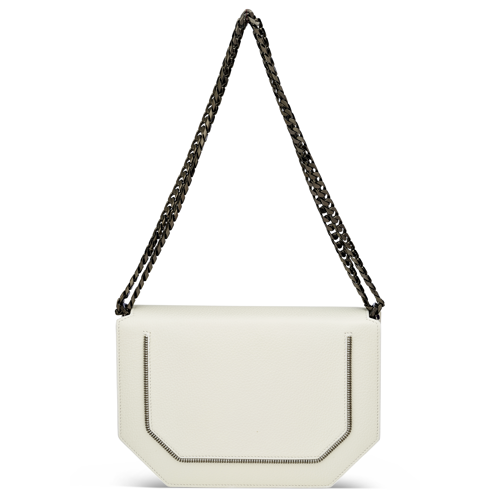 Envelopve clutch calf white gun metal