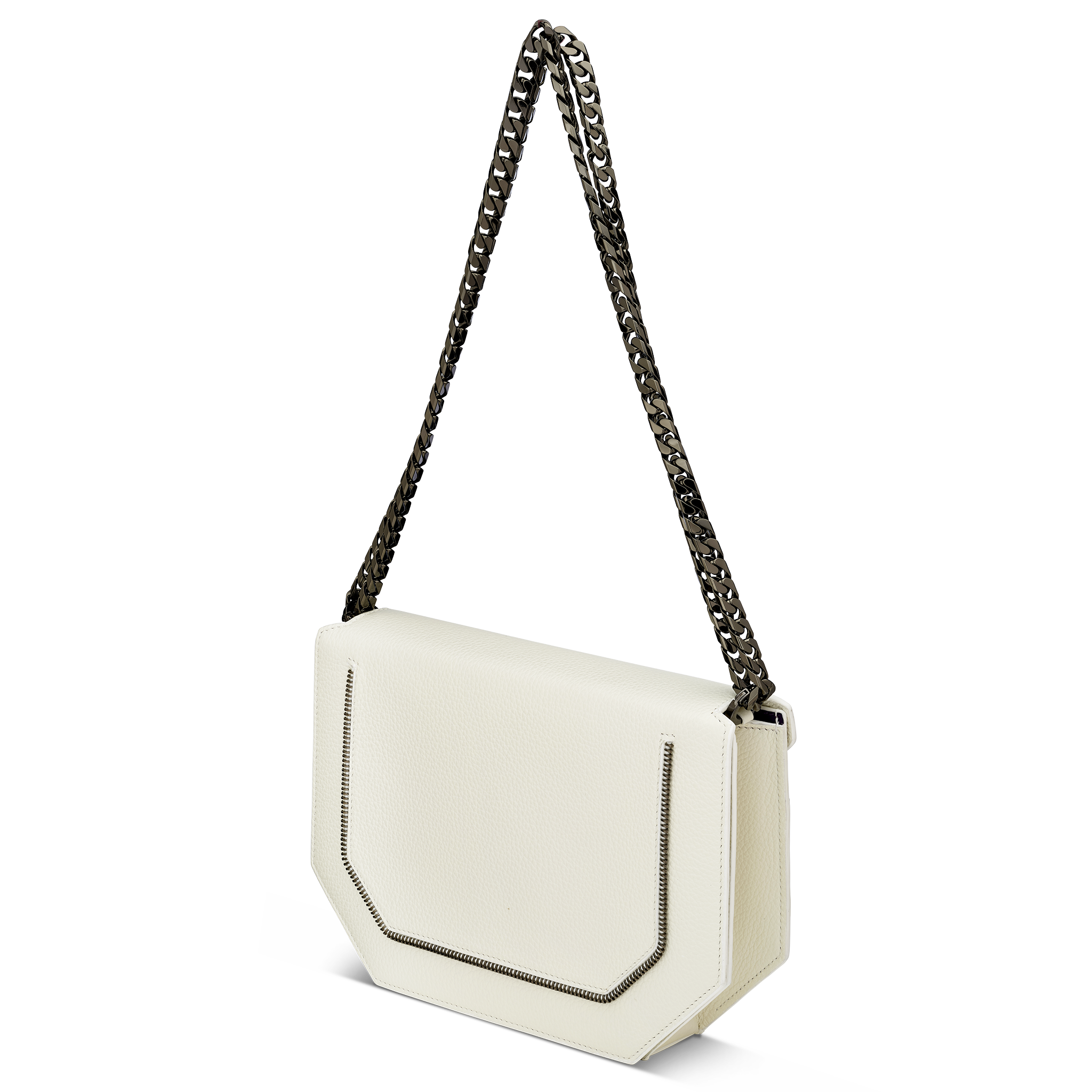 Envelopve clutch calf white gun metal