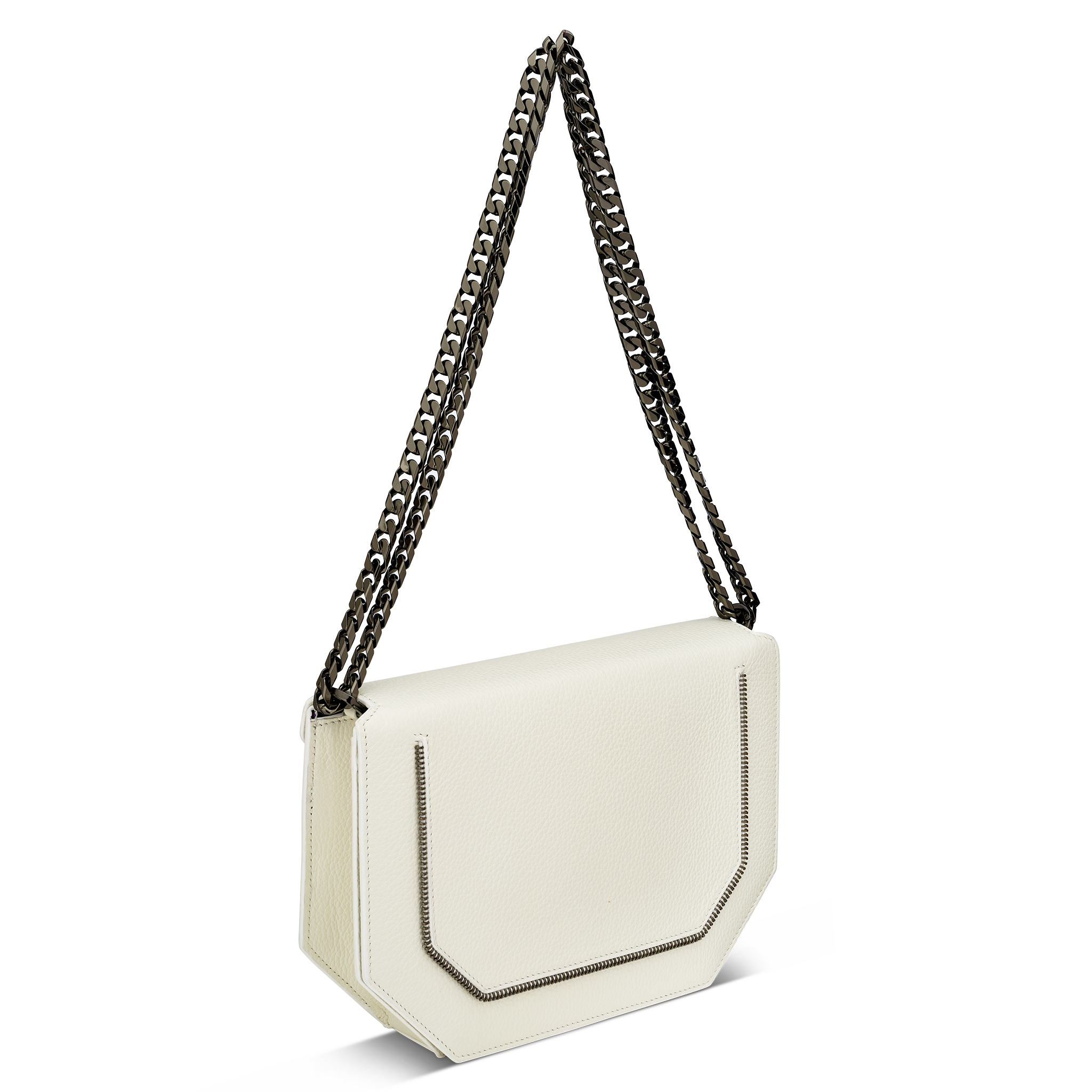 Envelopve clutch calf white gun metal